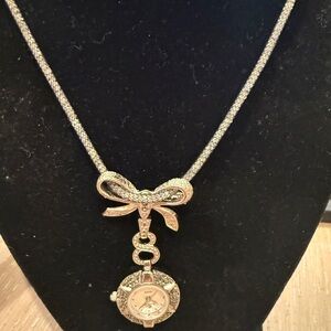 Geneva Marquasite Silver Women's Brooch Watch